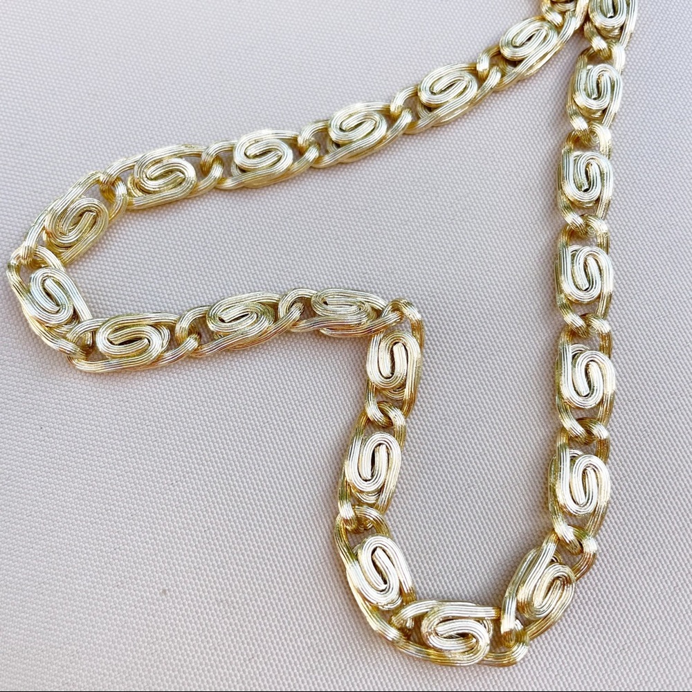 Pretty Bird 14k Vermeil Swirl Link Gold 925 Heavy Necklace - Picture 4 of 12